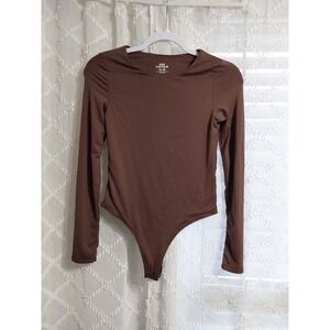 SWS Contour Long Sleeve Brown Thong Bodysuit Women's M M